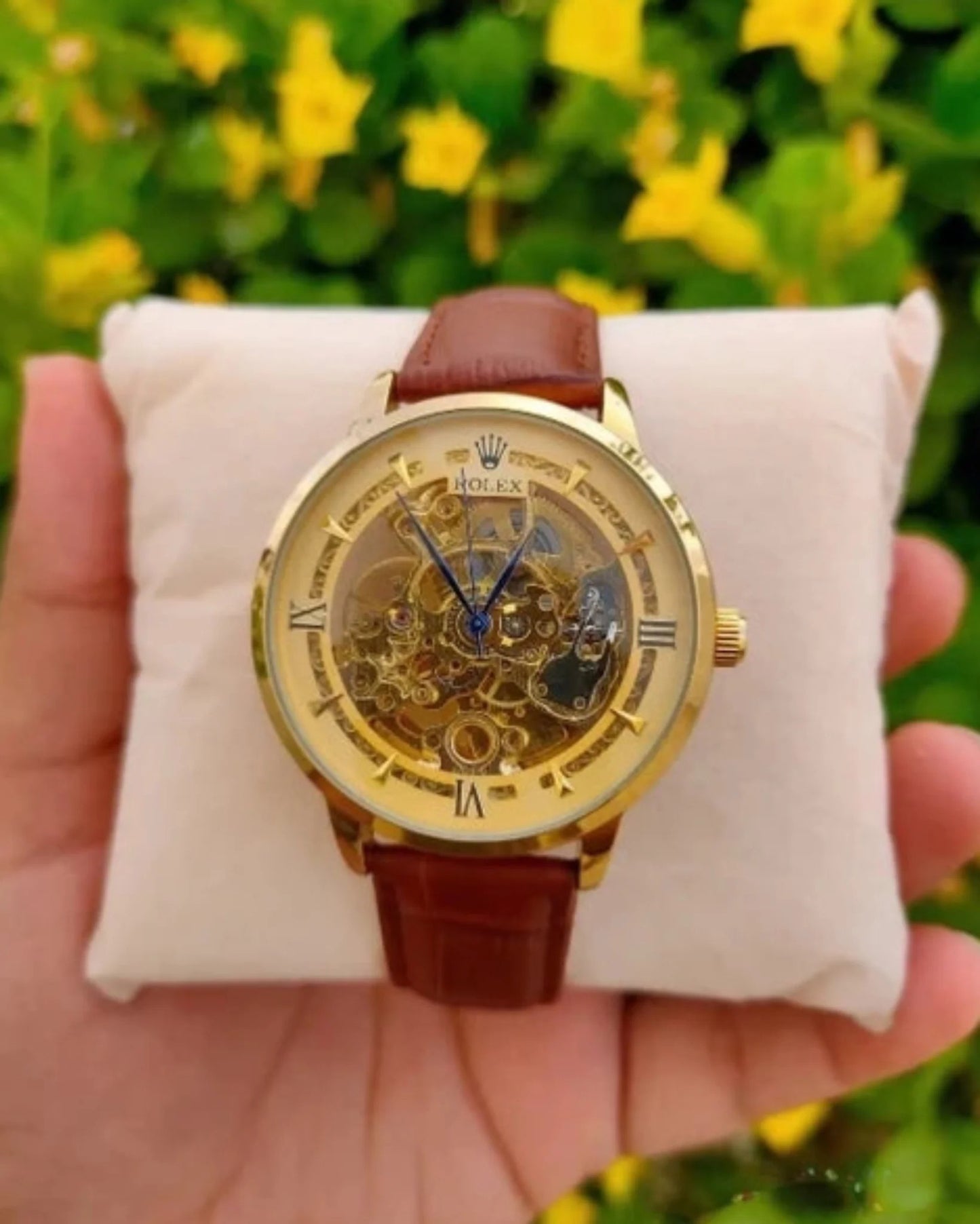 Skeleton strap watch for men's