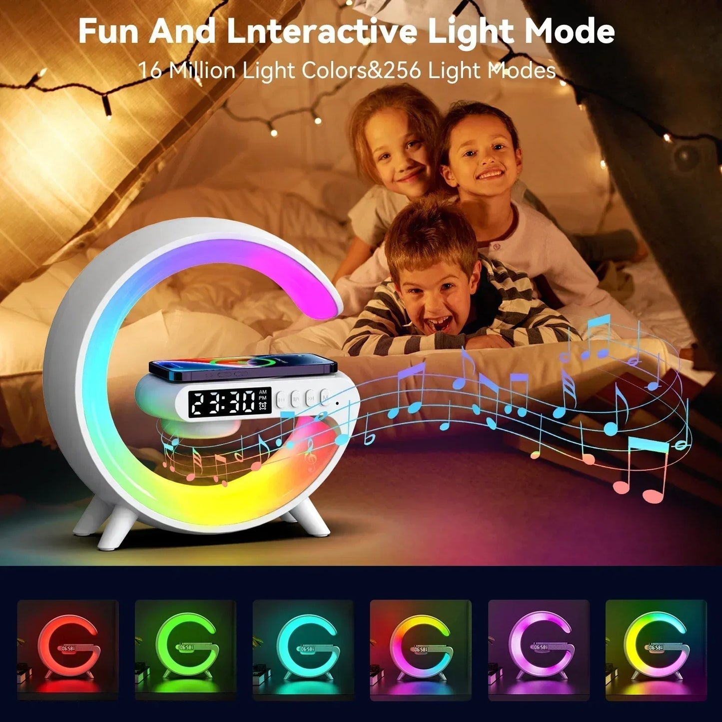 WIRELESS CHARGER ALARM CLOCK SPEAKER