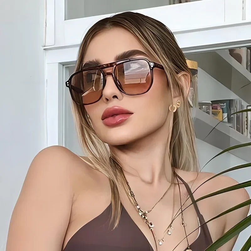 VINTAGE SQUARE DOUBLE BRIDGE SUNGLASSES