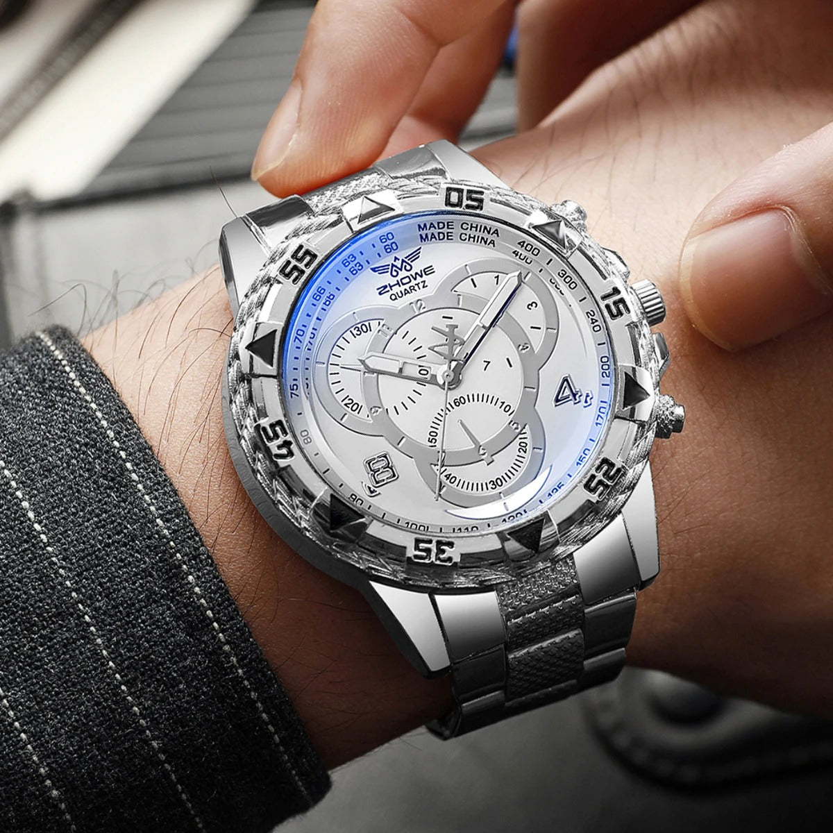 MEN'S STAINLESS STEEL QUARTZ BUSINESS WATCH