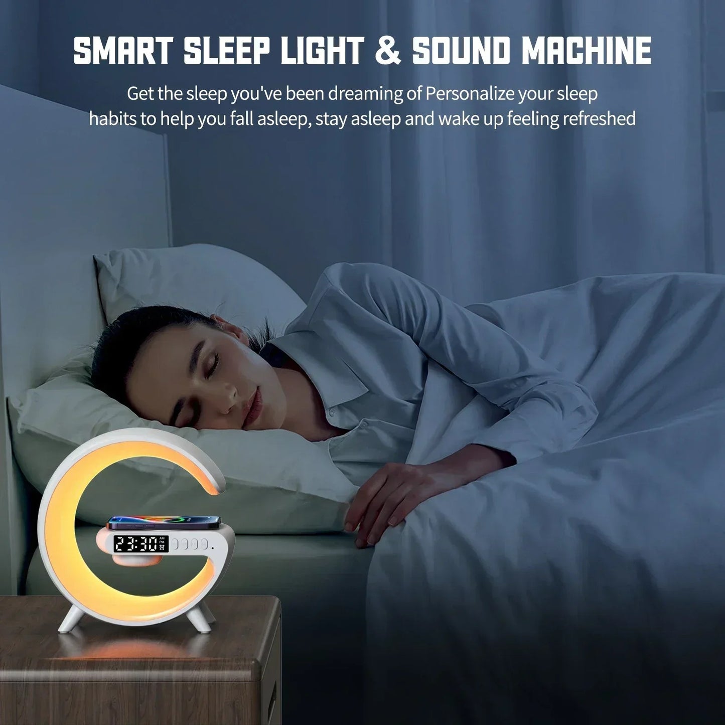 WIRELESS CHARGER ALARM CLOCK SPEAKER